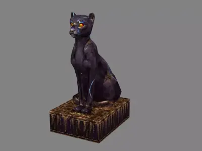 Stone panther sculpture - leopard sculpture Low-poly 3D model