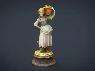 The grape picker Woman Low-poly 3D model