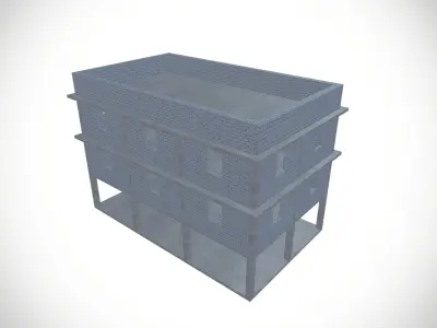 Under construction building Low-poly 3D model