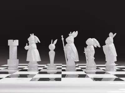 Rabbit Chess set 3D print model