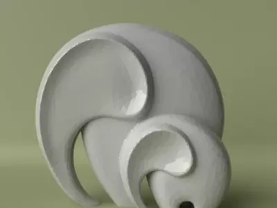 Elephant Love Minimalist Sculpture with Calf 3D print model