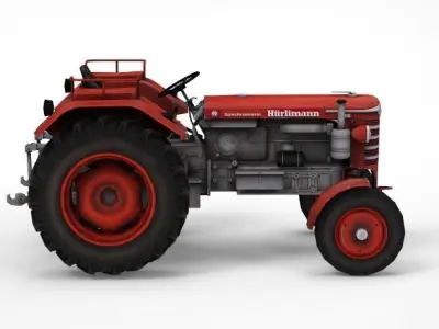 Low Poly Tractor Huerlimann D110 Low-poly 3D model