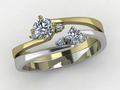 Elegant minimalistic ring made of two types of metal 3D print model