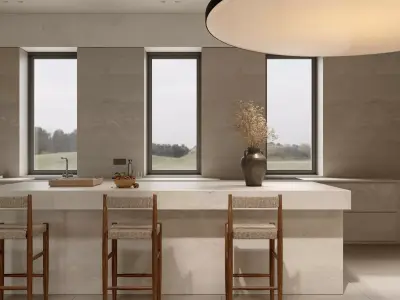 Modern villa living room dining room interior scenes  3D model