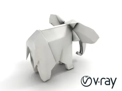 Origami Elephant Sculpture model pack Low-poly 3D model