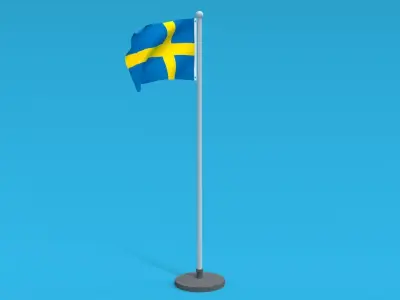 Low Poly Seamless Animated Sweden Flag Low-poly 3D model