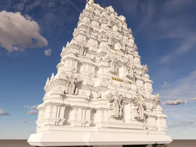 Tirupati Balaji Temple Entry Gate And Dome  3D model
