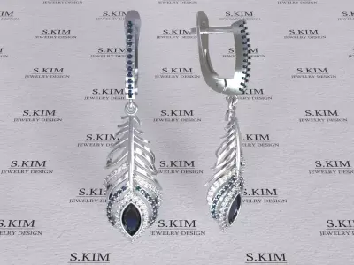 Feather earrings two sizes 3D print model