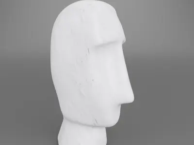 White marble head abstract minimal sculpture for decoration 3D model