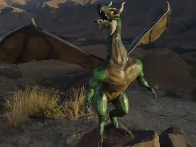 Green Dragon GAME READY Low poly Low-poly 3D model