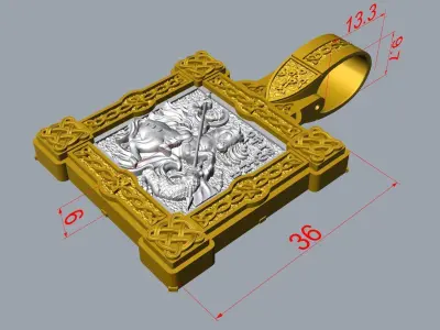 Saint George the Victorious pendant model 3D print model 3D print model