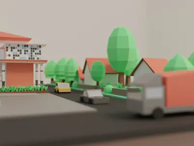 Low Poly Office Animation Blender Low-poly 3D model
