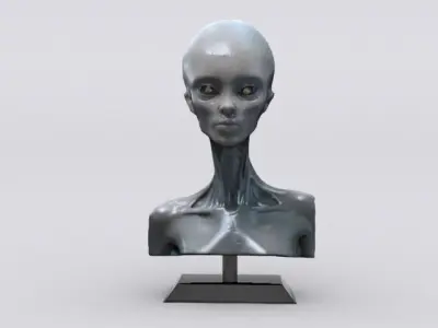 Alien Woman Bust  Low-poly 3D model