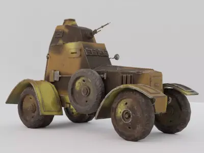 WZ34 Armored Car PBR Game Ready VR AR low-poly 3d model Low-poly 3D model