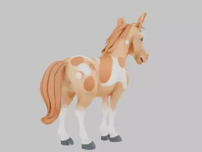 Cartoon Horse Realistic Low-poly 3D model