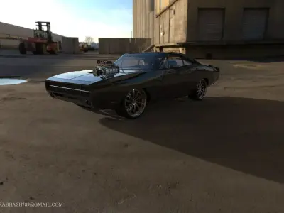 Dodge Charger RT 1970 Super Charger Low-poly 3D model