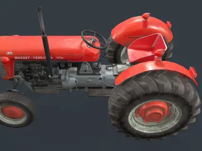 Tractor MF 65 Low-poly 3D model