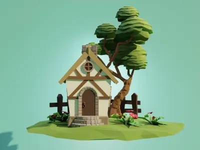 Low Poly House Free low-poly 3D model