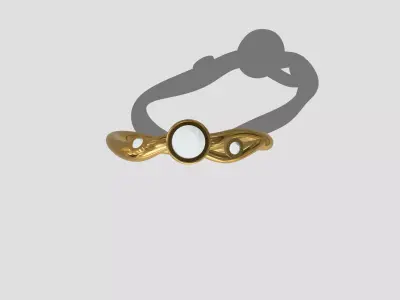 Organic Bezel Set Ring with Twisted Band 3D print model
