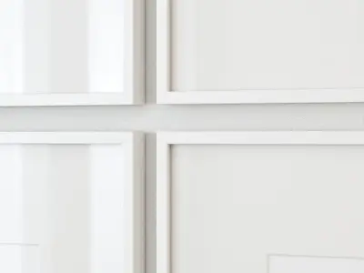 Vintage paintings in white frames 3D model
