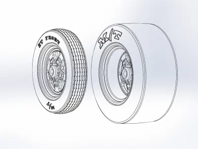 Set of wheels Summit Fast-Five for scale model dragster 3D print model