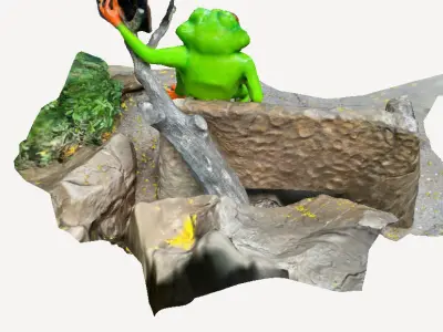 Rainforest Cafe bench and frog 3D model