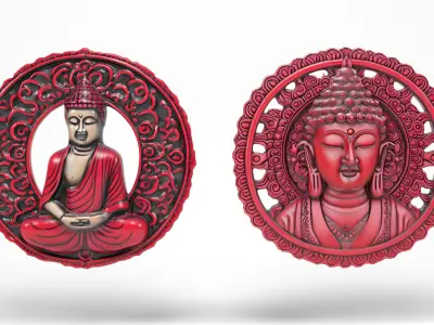 Buddhas 4 Low-poly 3D model