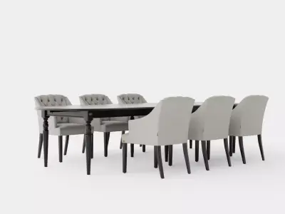 Osterville black with Delano chair sand Dining Set Low-poly 3D model