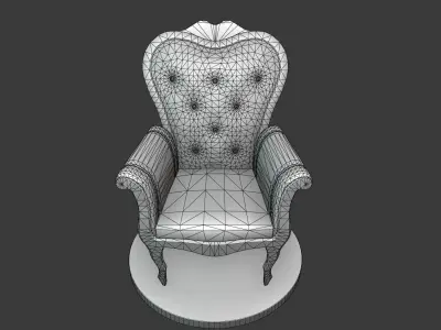 Vintage Wooden Armchair Low-poly 3D model