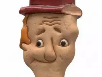 Vintage Cartoon Ceramic Face Magnet  Kitchen Decor PBR 3D model