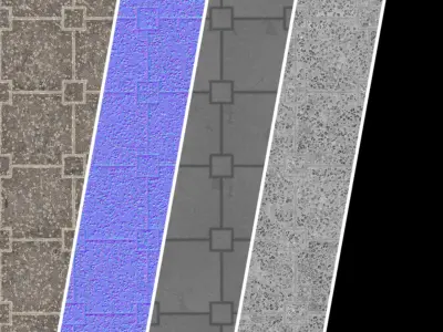 Tile Materials 30- Concrete Tiling By Gravel Sbsar Pbr Seamless Texture