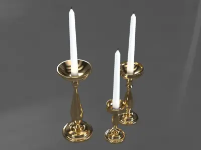 Golden CandleStick Low-poly 3D model