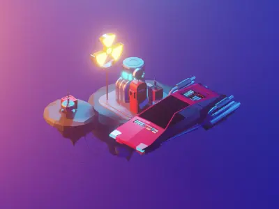 plutonium-station low poly model render in blender 3D model