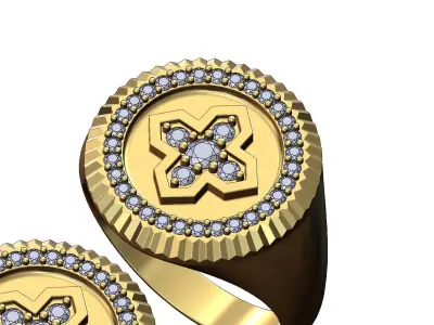 Diamond fluted Moroccan Maltese star signet ring US sizes 8to11 3D print model