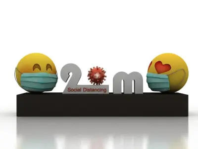 Social Distancing model for coronavirus Low-poly 3D model