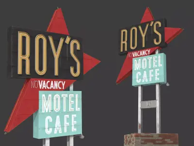 Roys Motel Cafe Sign Low-poly 3D model