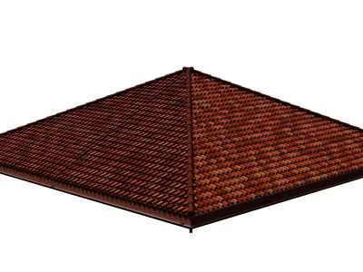 Hip roof with clay tile 2303 3D model