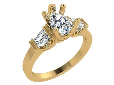 3 Stone Ring 4162 3D print model