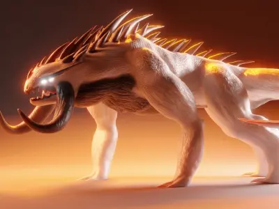 Fantasy wolf creature 3D model