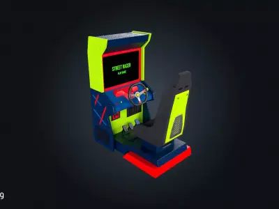 Arcade Car Racing V1 Game Machine Low-poly 3D model