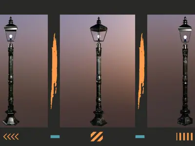 StreetLamp02 outdoor lamp post Low-poly 3D model