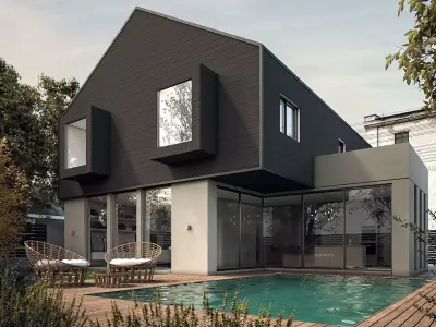 Modern gable townhouse high-quality exterior  3D model