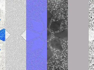 Mosaic Tiles Pattern 4 Seamless PBR Material Texture