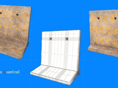concrete guard rail Low-poly 3D model