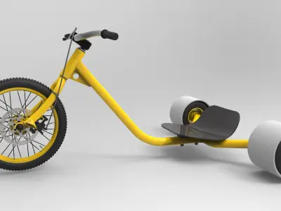 Drift-trike tricycle with two wheels 3D model
