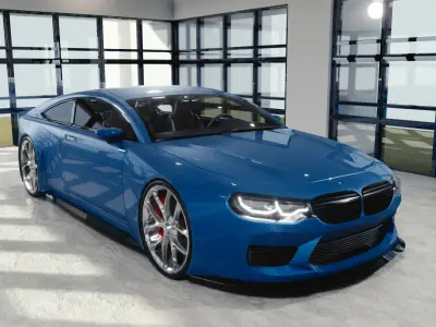 BLENDER EEVEE Brandless Mid Size 2 door coupe Low-poly 3D model