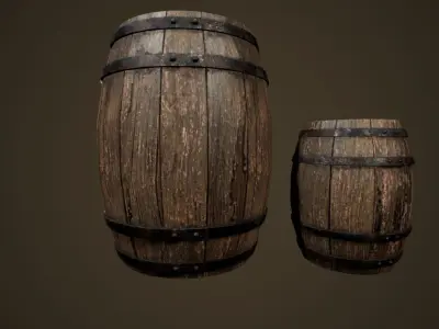 Barrels - PBR Game Ready two wooden Low-poly 3D model