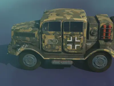 Opel Blitz truck - V2 rocket typ with cammo 3D model