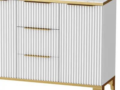 White Sideboard with Tempered Glass 3D model