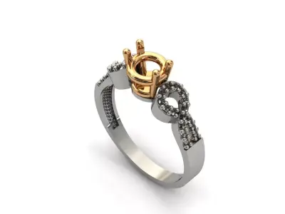 Solitaire Engagement Ring Diamond Women Ring Stone 3D print STL 3D print model